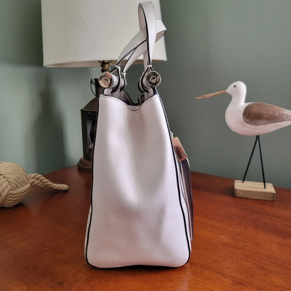 Kate Spade WKRU3306 Royal Place Cherise White Leather Satchel Bag